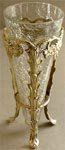 Crackled Vase with Brass Base 10" H