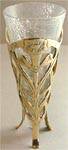 Crackled Vase with Brass Base 10" H