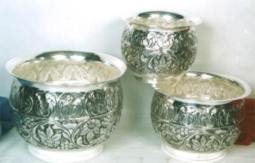 Silver Plated Planter Set/3