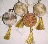Christmas Beaded Ball Ornament with Metallic Gold Tassel